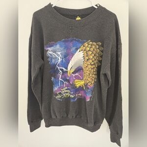 Vintage HL Miller Gold Eagle Pattern Animal Sweatshirt Mens Size Large Wings 90s